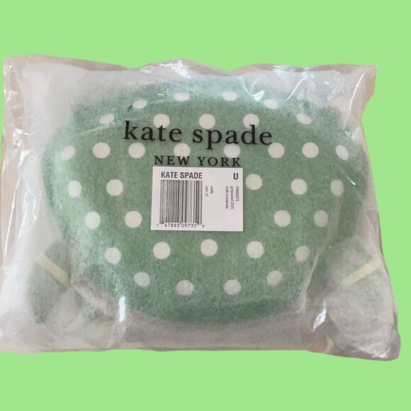 KATE SPADE NWT CLUTCH CRAB POLKA DOT GREEN WHITE SHELLY CROSSBODY BAG LEATHER - Picture 5 of 6